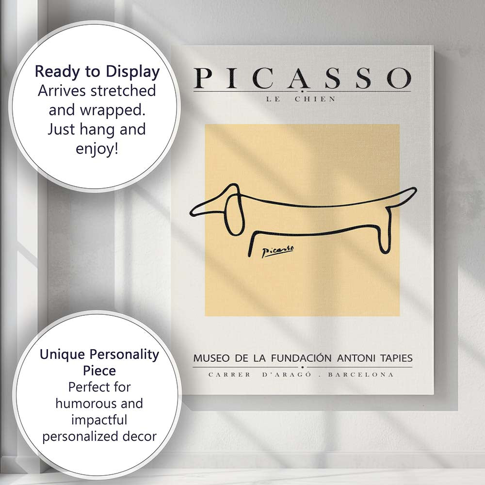 Pablo Picasso Le Chien Minimalist Line Drawing Dog Exhibition Poster Canvas Wall Art Print Decor Picture Ready to Hang