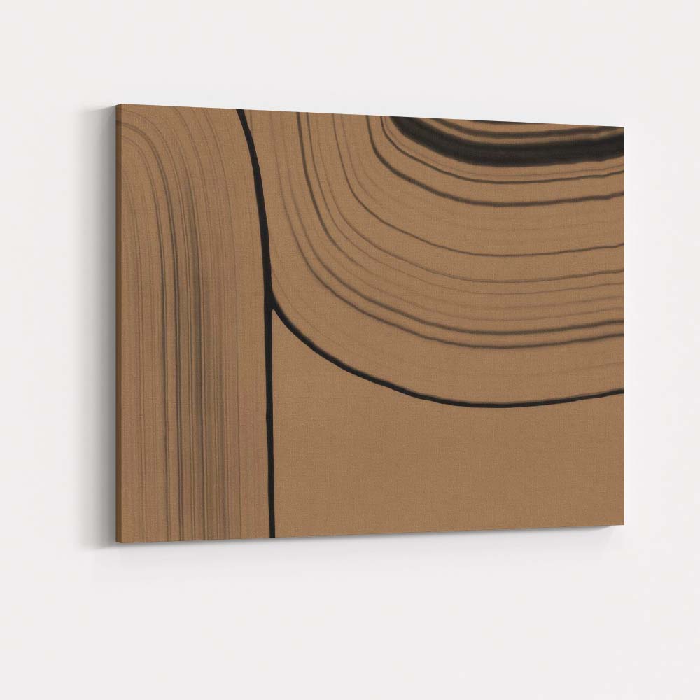Neutral Beige Minimalist Curved Line Abstract Brushstroke Canvas Wall Art Print Decor Picture Ready to Hang