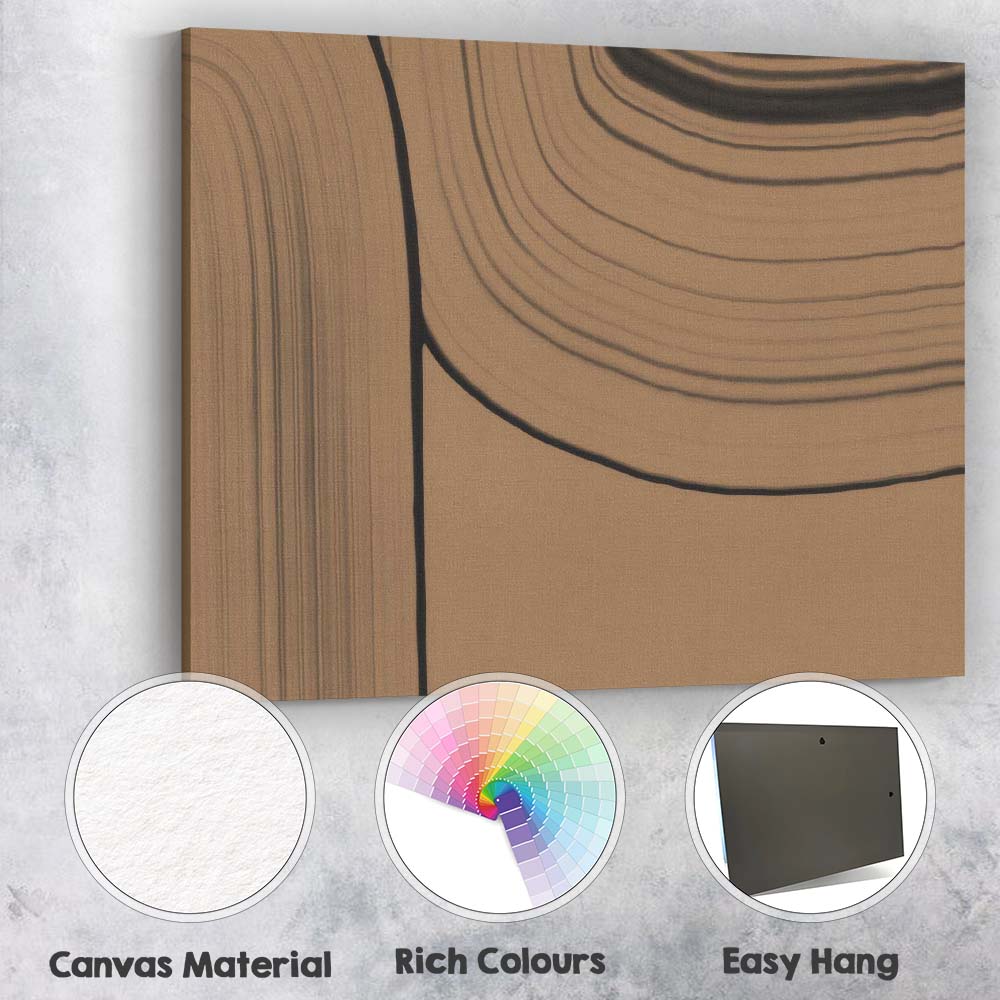 Neutral Beige Minimalist Curved Line Abstract Brushstroke Canvas Wall Art Print Decor Picture Ready to Hang