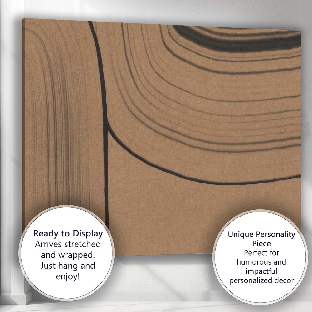 Neutral Beige Minimalist Curved Line Abstract Brushstroke Canvas Wall Art Print Decor Picture Ready to Hang