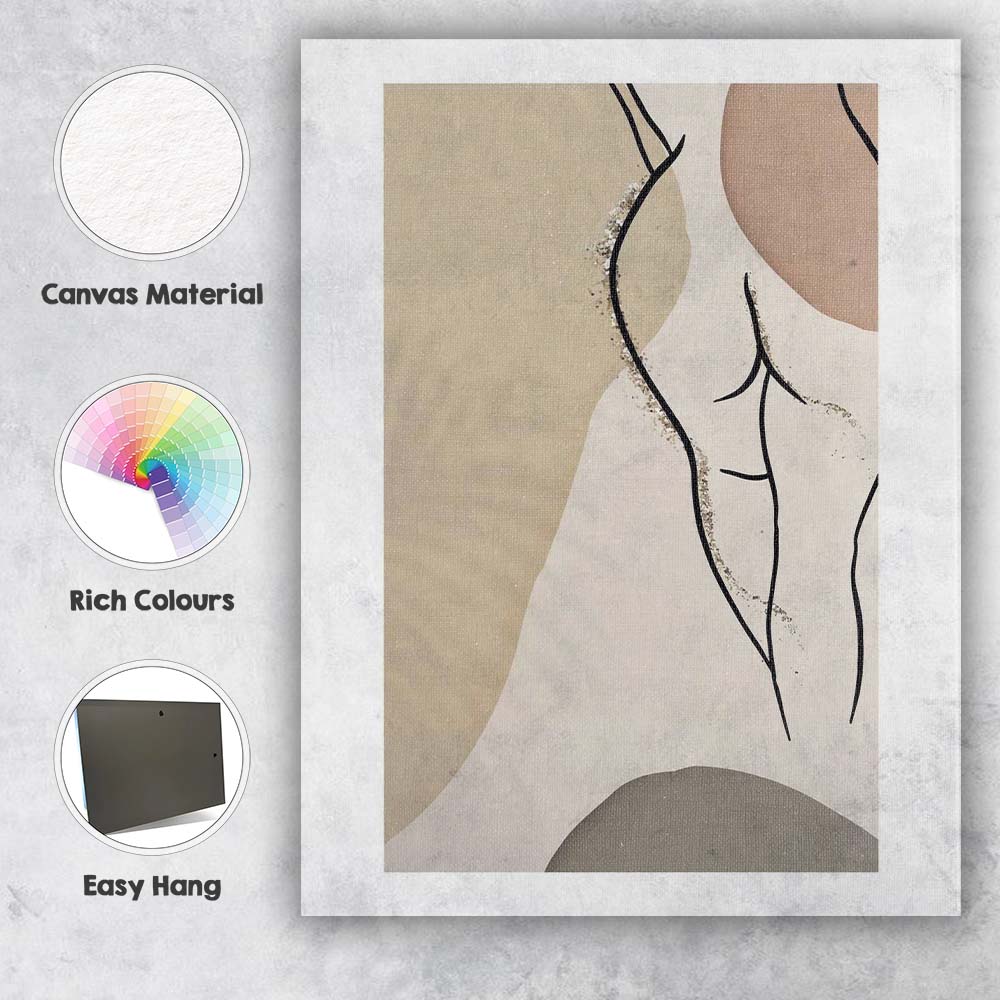 Neutral Minimalist Female Line Art Abstract Figure Canvas Wall Art Print Decor Picture Ready to Hang