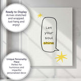 Minimalist Let Your Soul Shine Typography Quote Canvas Wall Art Print Decor Picture Ready to Hang
