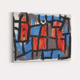 Bold Abstract Expressionist Black Red Blue Brushstroke Painting Canvas Wall Art Print Decor Picture Ready to Hang