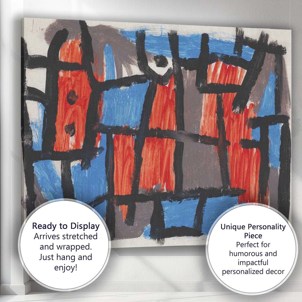 Bold Abstract Expressionist Black Red Blue Brushstroke Painting Canvas Wall Art Print Decor Picture Ready to Hang