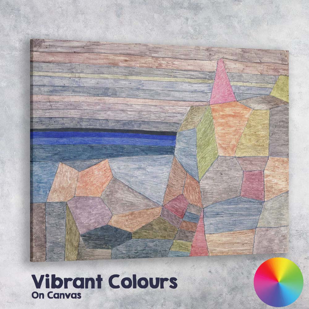 Pastel Cubist Coastal Village Landscape Abstract Painting Canvas Wall Art Print Decor Picture Ready to Hang