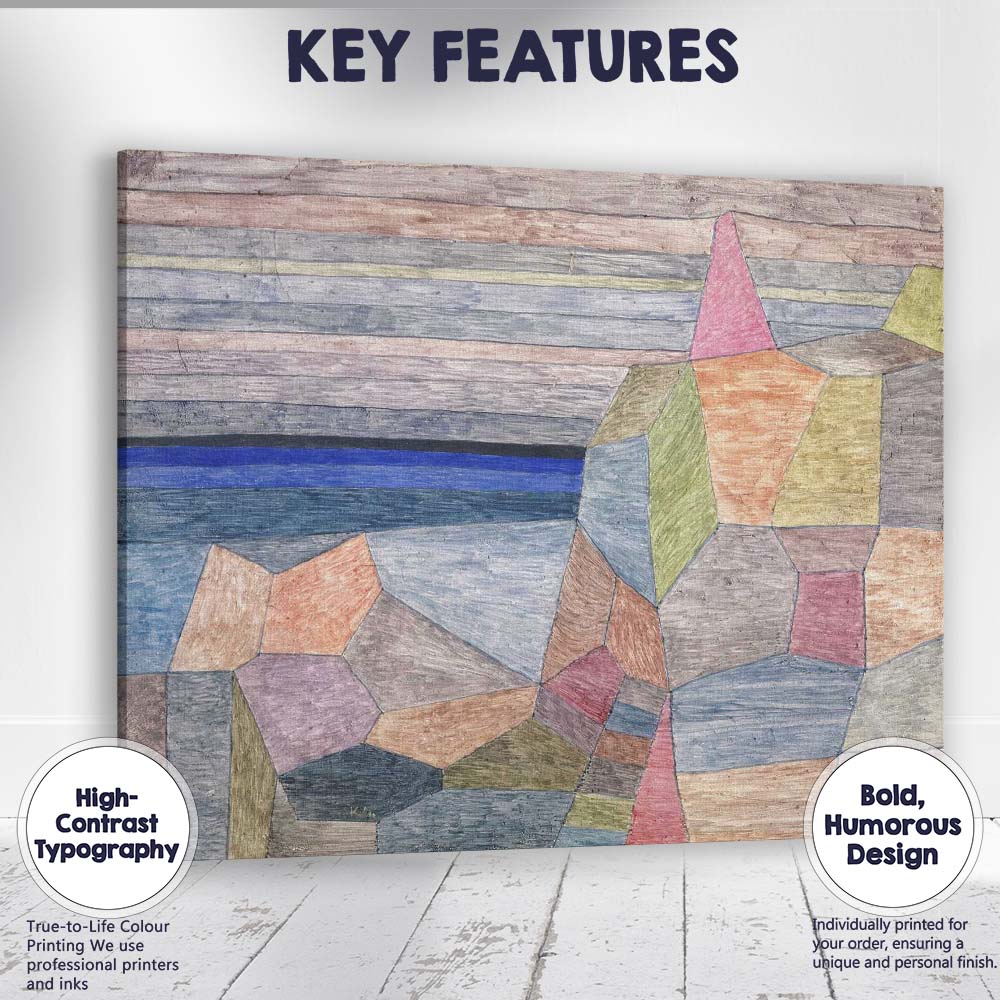 Pastel Cubist Coastal Village Landscape Abstract Painting Canvas Wall Art Print Decor Picture Ready to Hang