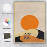 Minimalist Desert Sunset Camel Caravan Silhouette Landscape Canvas Wall Art Print Decor Picture Ready to Hang
