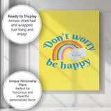 Cute Rainbow Smile Dont Worry Be Happy Typography Canvas Wall Art Print Decor Picture Ready to Hang