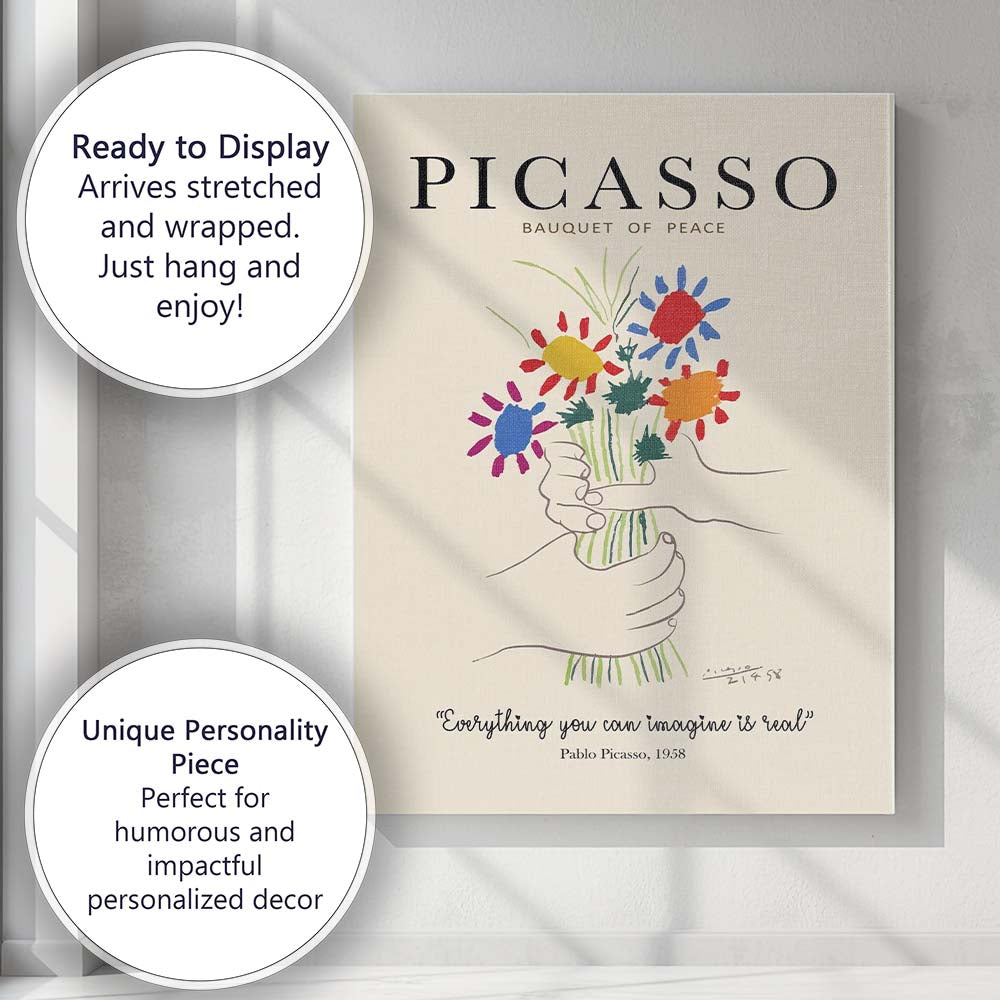 Picasso Bouquet Of Peace Floral Line Art Poster Canvas Wall Art Print Decor Picture Ready to Hang