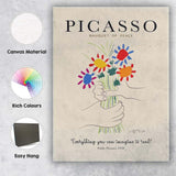 Picasso Bouquet Of Peace Floral Line Art Poster Canvas Wall Art Print Decor Picture Ready to Hang
