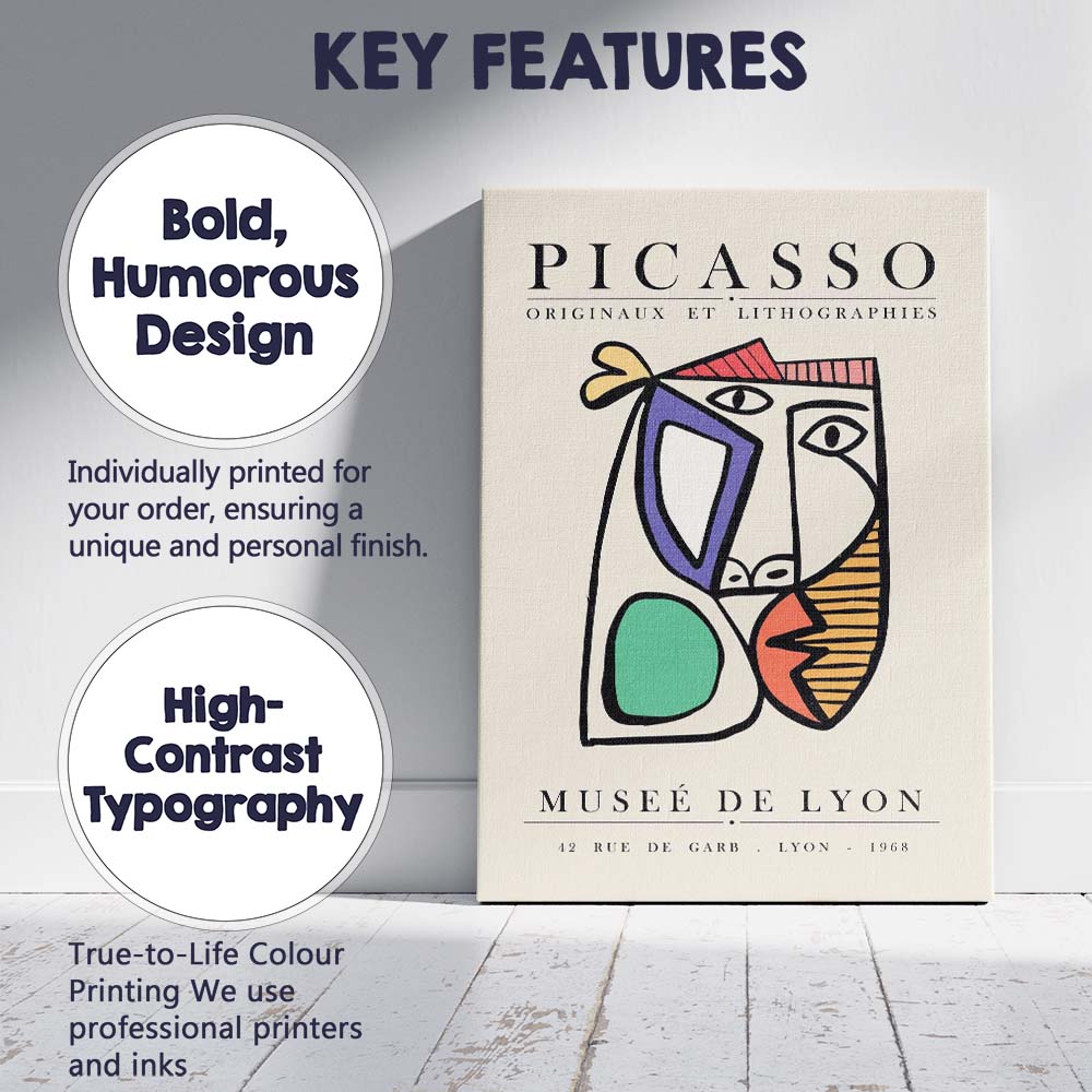 Picasso Abstract Cubist Face Museum Exhibition Poster Canvas Wall Art Print Decor Picture Ready to Hang