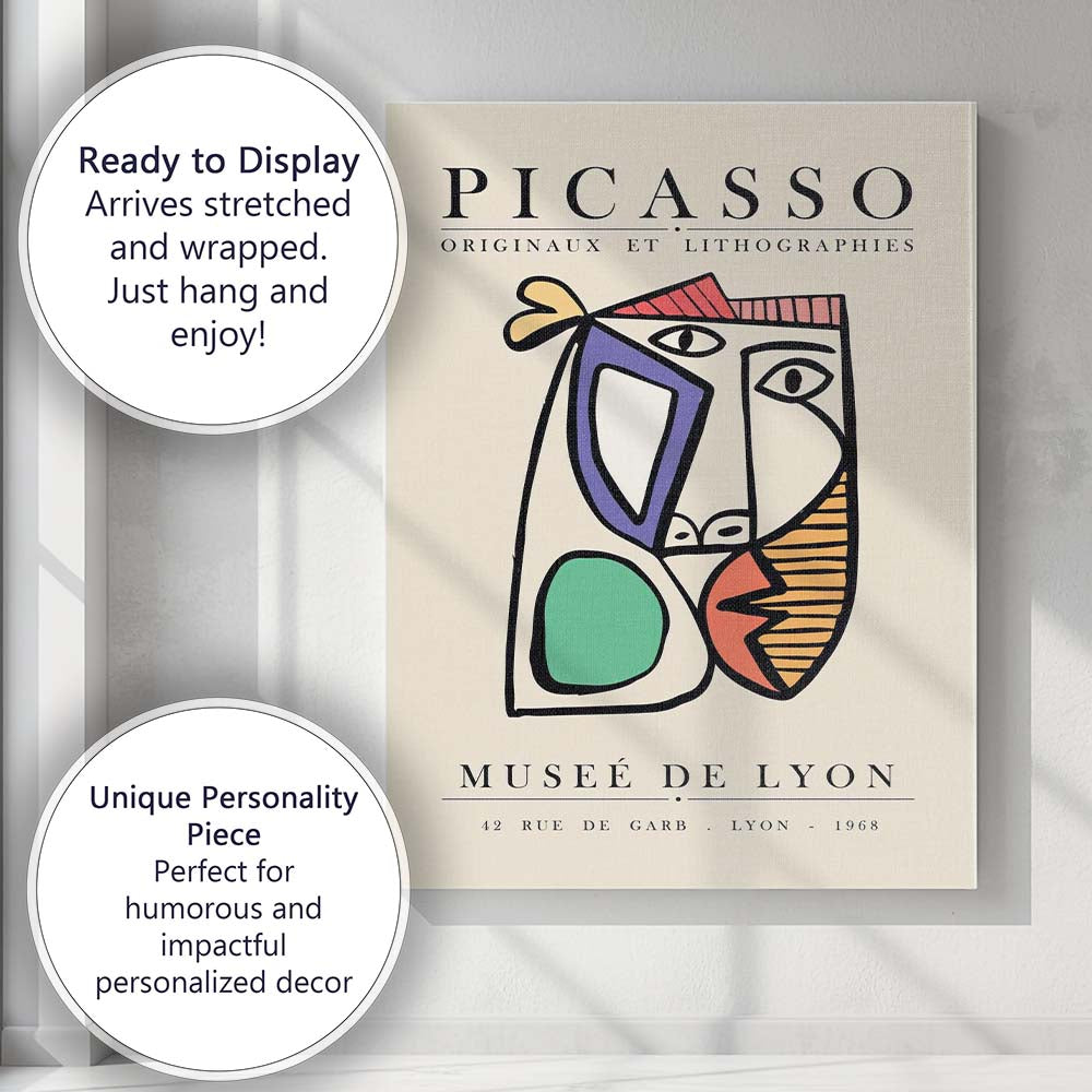 Picasso Abstract Cubist Face Museum Exhibition Poster Canvas Wall Art Print Decor Picture Ready to Hang