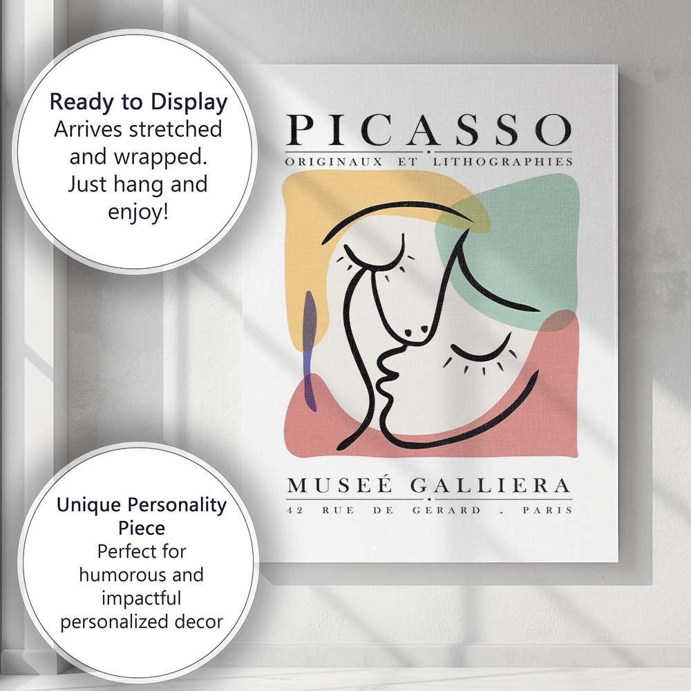 Picasso Abstract Continuous Line Face Portrait Museum Poster Canvas Wall Art Print Decor Picture Ready to Hang