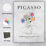 Picasso Bouquet Of Peace Colourful Floral Line Art Poster Canvas Wall Art Print Decor Picture Ready to Hang