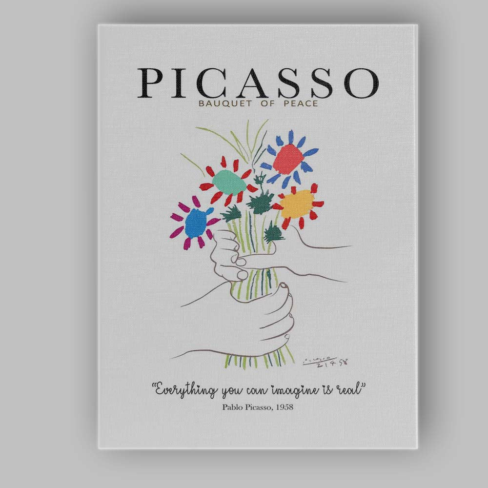 Picasso Bouquet Of Peace Colourful Floral Line Art Poster Canvas Wall Art Print Decor Picture Ready to Hang