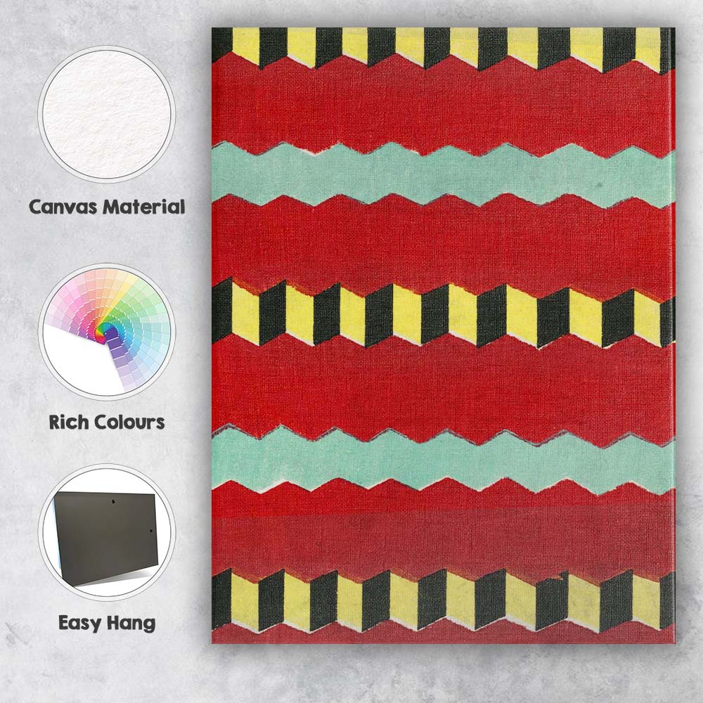 Bold Red Aqua Black Zigzag Geometric Abstract Pattern Canvas Wall Art Print Decor Picture Ready to Hang