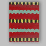 Bold Red Aqua Black Zigzag Geometric Abstract Pattern Canvas Wall Art Print Decor Picture Ready to Hang