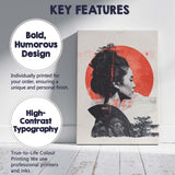 Japanese Geisha Red Sun Minimalist Portrait Canvas Wall Art Print Decor Picture Ready to Hang