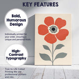 Scandinavian Orange Poppy Flower Minimalist Botanical Illustration Canvas Wall Art Print Decor Picture Ready to Hang