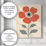 Scandinavian Orange Poppy Flower Minimalist Botanical Illustration Canvas Wall Art Print Decor Picture Ready to Hang