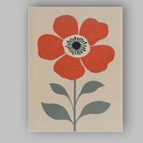 Scandinavian Orange Poppy Flower Minimalist Botanical Illustration Canvas Wall Art Print Decor Picture Ready to Hang