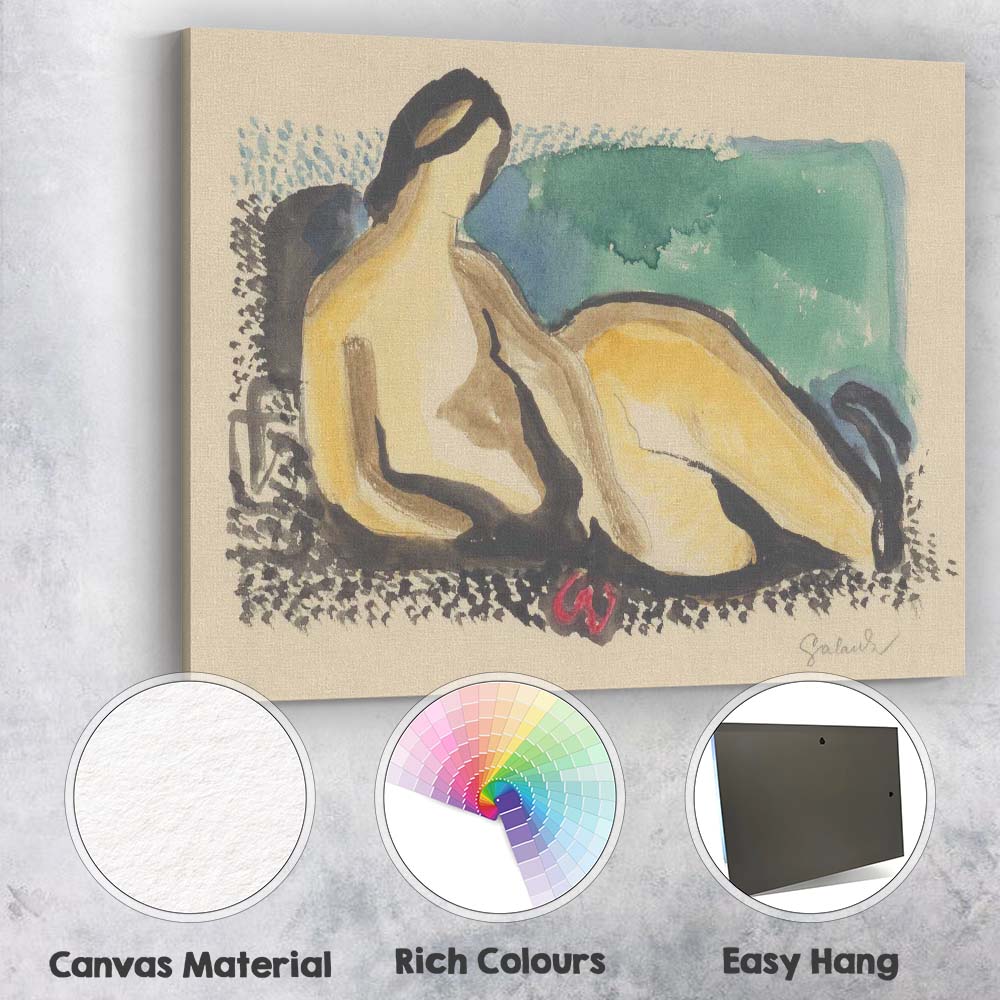 Modern Abstract Reclining Nude Female Watercolour Figure Study Canvas Wall Art Print Decor Picture Ready to Hang