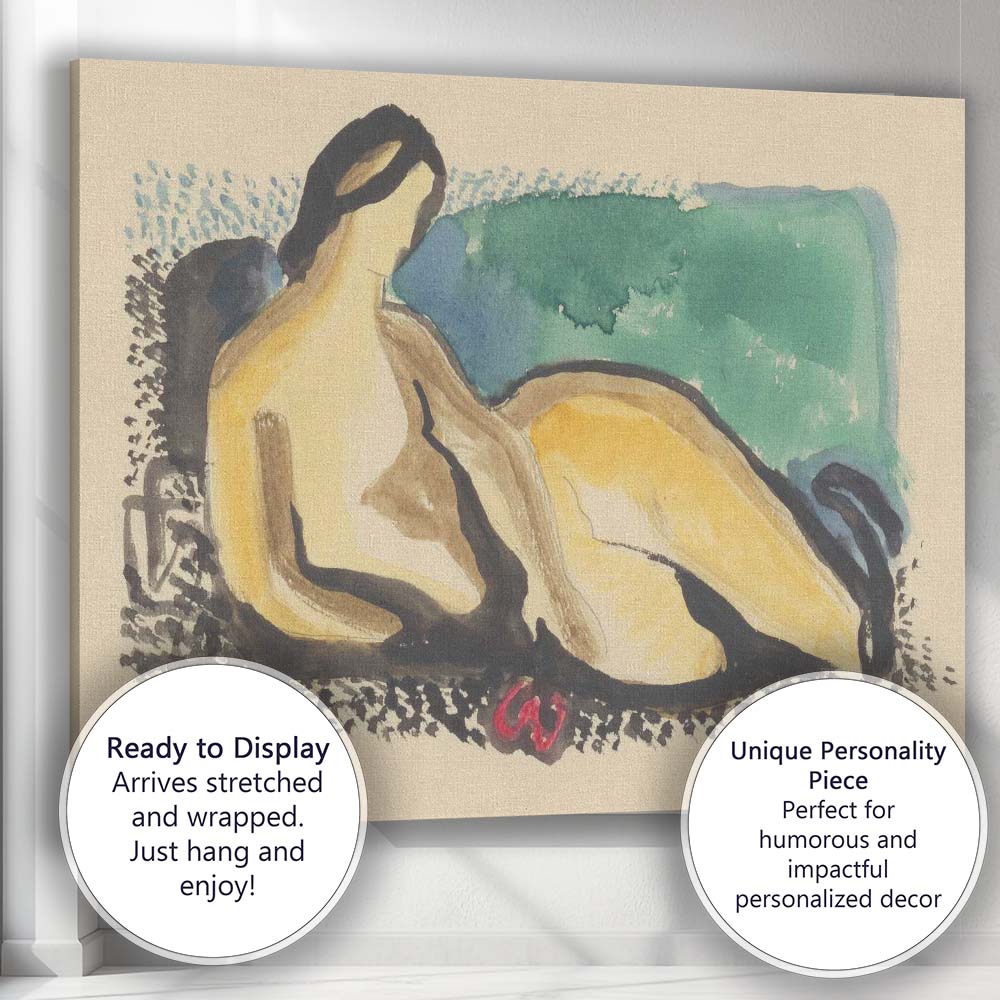 Modern Abstract Reclining Nude Female Watercolour Figure Study Canvas Wall Art Print Decor Picture Ready to Hang