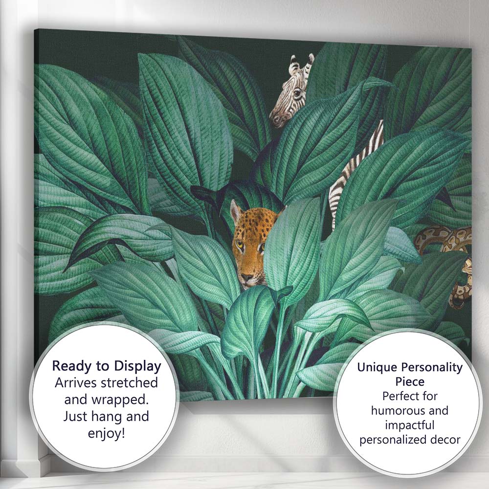 Luxury Tropical Jungle Leopard Zebra And Python Wildlife Canvas Wall Art Print Decor Picture Ready to Hang