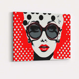 Retro Fashion Woman In Sunglasses Red Polka Dot Pop Art Canvas Wall Art Print Decor Picture Ready to Hang