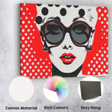 Retro Fashion Woman In Sunglasses Red Polka Dot Pop Art Canvas Wall Art Print Decor Picture Ready to Hang