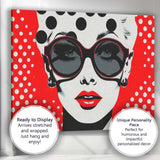 Retro Fashion Woman In Sunglasses Red Polka Dot Pop Art Canvas Wall Art Print Decor Picture Ready to Hang