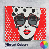 Retro Fashion Woman In Sunglasses Red Polka Dot Pop Art Canvas Wall Art Print Decor Picture Ready to Hang