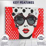 Retro Fashion Woman In Sunglasses Red Polka Dot Pop Art Canvas Wall Art Print Decor Picture Ready to Hang