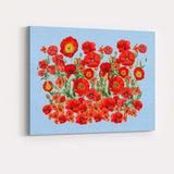 Vibrant Red Poppy Wildflower Botanical Garden Illustration Canvas Wall Art Print Decor Picture Ready to Hang
