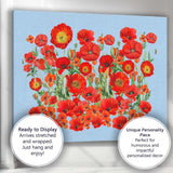 Vibrant Red Poppy Wildflower Botanical Garden Illustration Canvas Wall Art Print Decor Picture Ready to Hang