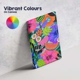 Vibrant Tropical Fruit And Hibiscus Botanical Collage Illustration Canvas Wall Art Print Decor Picture Ready to Hang