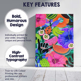 Vibrant Tropical Fruit And Hibiscus Botanical Collage Illustration Canvas Wall Art Print Decor Picture Ready to Hang