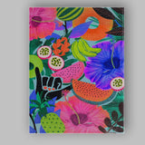 Vibrant Tropical Fruit And Hibiscus Botanical Collage Illustration Canvas Wall Art Print Decor Picture Ready to Hang