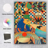 Colourful Ancient Egyptian Goddess And Sacred Falcon Illustration Canvas Wall Art Print Decor Picture Ready to Hang