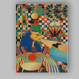 Colourful Ancient Egyptian Goddess And Sacred Falcon Illustration Canvas Wall Art Print Decor Picture Ready to Hang