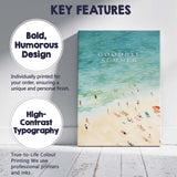 Goodbye Summer Coastal Beach Typography Watercolour Illustration Canvas Wall Art Print Decor Picture Ready to Hang