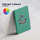 Minimal Teal Background Purple Butterflies With Gold Glitter Illustration Canvas Wall Art Print Decor Picture Ready to Hang