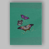 Minimal Teal Background Purple Butterflies With Gold Glitter Illustration Canvas Wall Art Print Decor Picture Ready to Hang