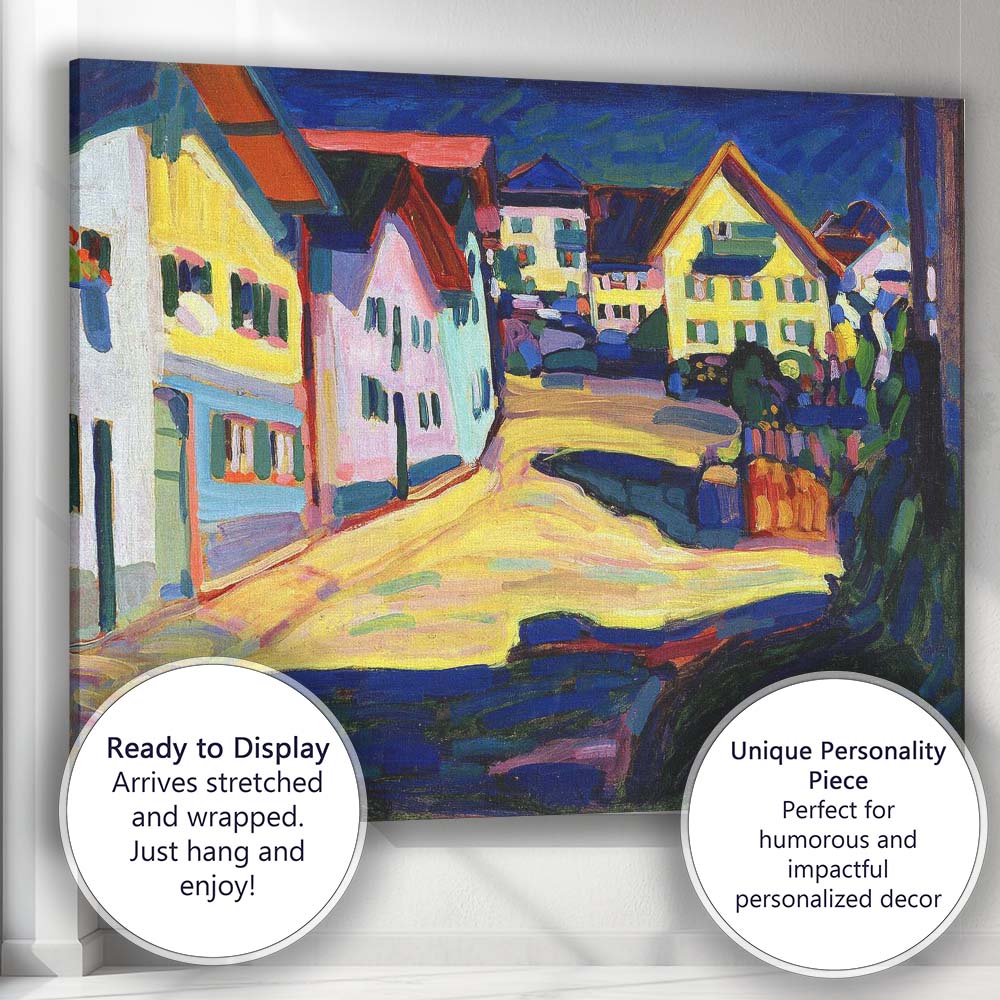 Colourful Expressionist Village Street Landscape Painting Canvas Wall Art Print Decor Picture Ready to Hang