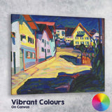 Colourful Expressionist Village Street Landscape Painting Canvas Wall Art Print Decor Picture Ready to Hang