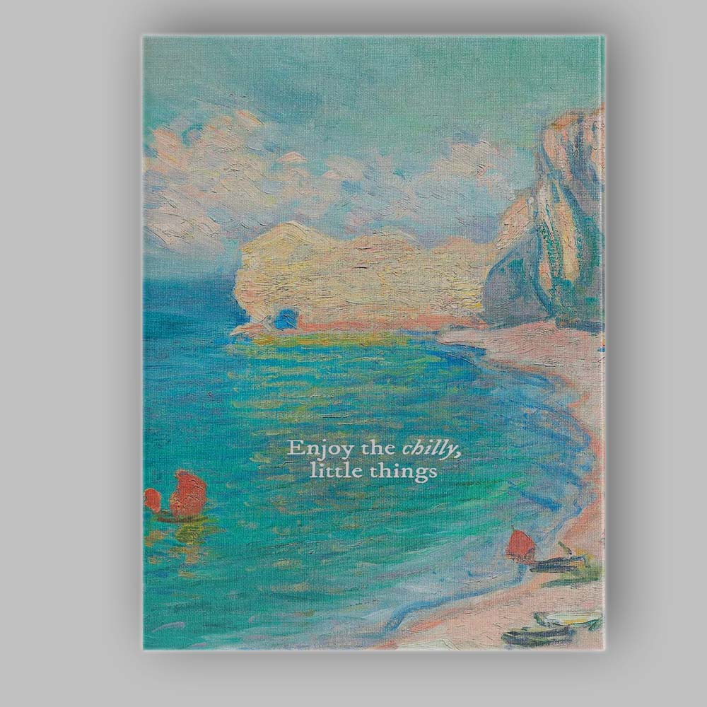 Impressionist Coastal Cliffs Seascape With Inspirational Quote Canvas Wall Art Print Decor Picture Ready to Hang