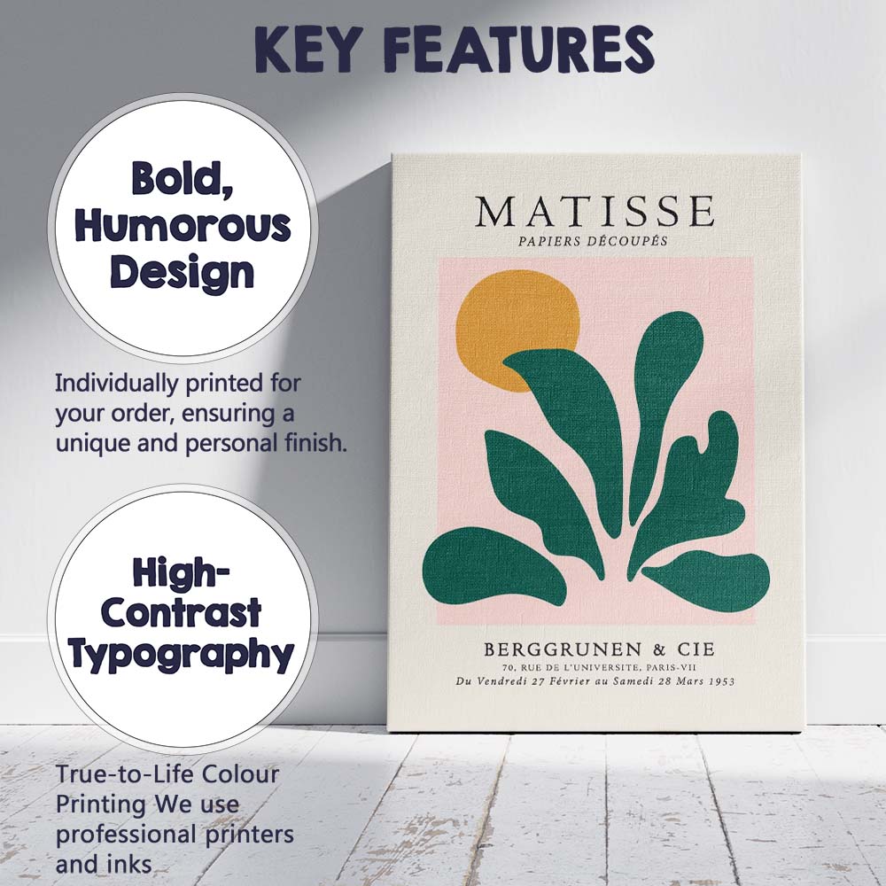 Minimalist Matisse Inspired Botanical Cut Paper Exhibition Poster Canvas Wall Art Print Decor Picture Ready to Hang
