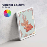 Coral Goldfish Illustration Aqua Blue Underwater Seamless Pattern Canvas Wall Art Print Decor Picture Ready to Hang
