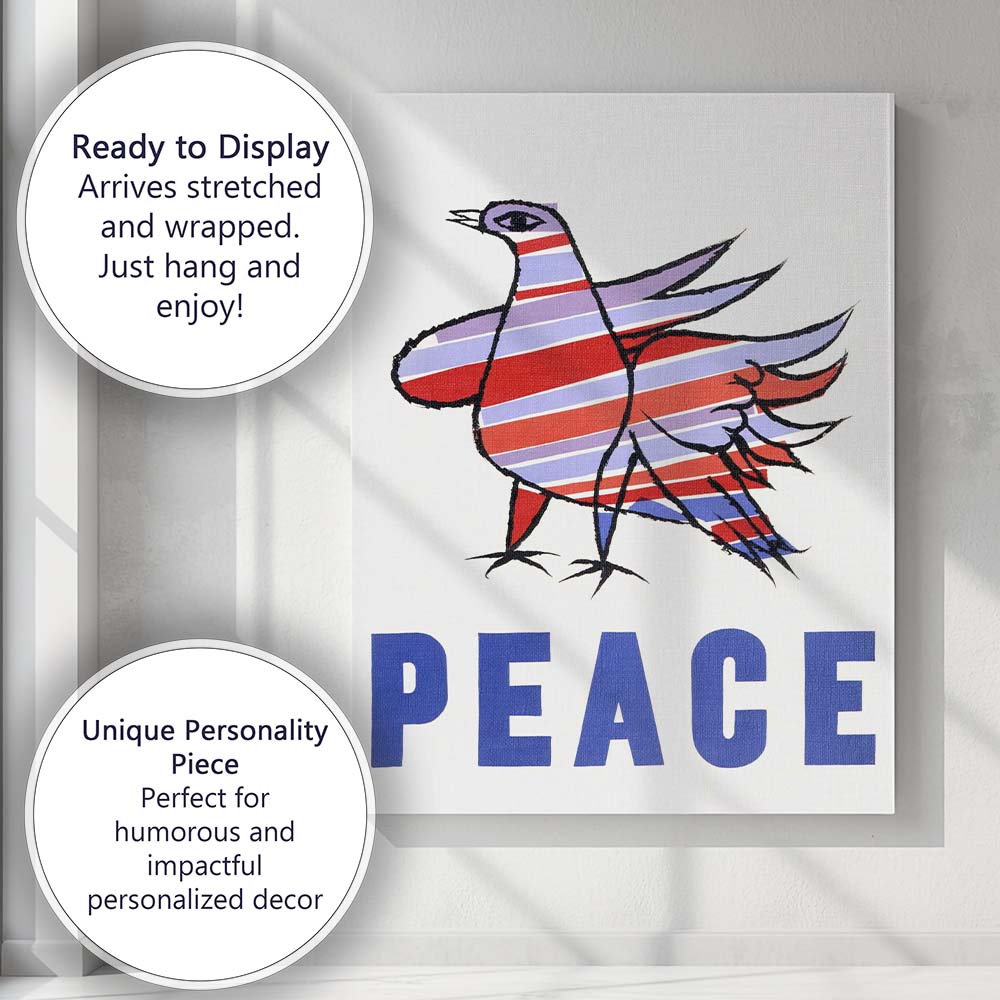 Colourful Striped Peace Dove Minimalist Graphic Poster Canvas Wall Art Print Decor Picture Ready to Hang