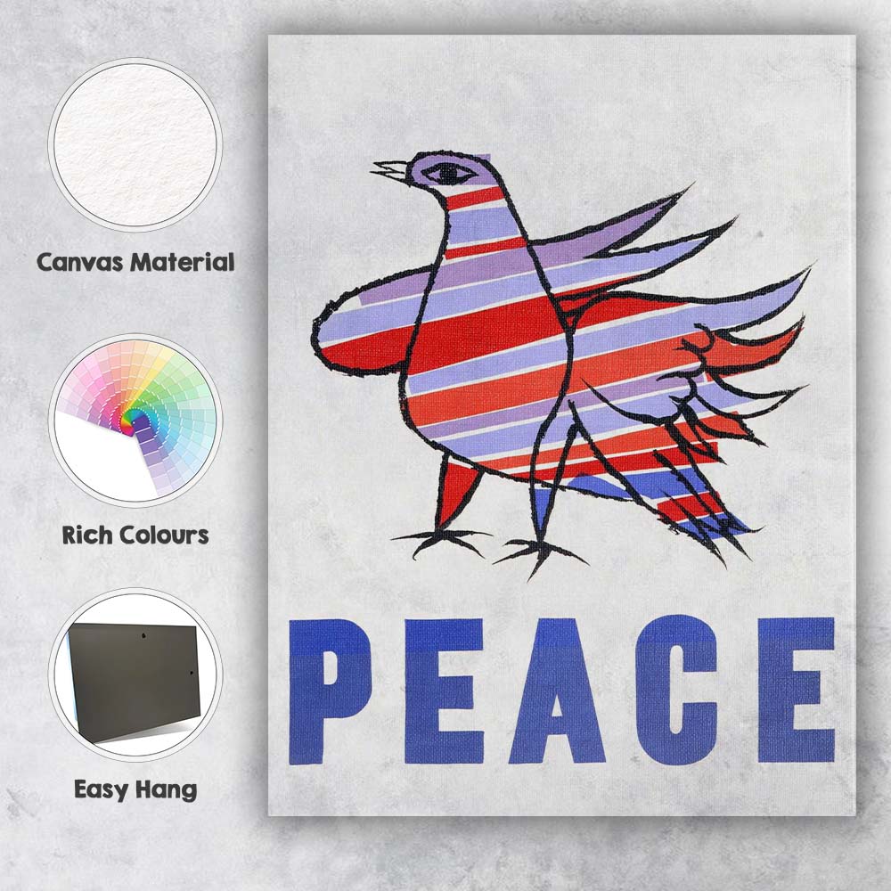 Colourful Striped Peace Dove Minimalist Graphic Poster Canvas Wall Art Print Decor Picture Ready to Hang